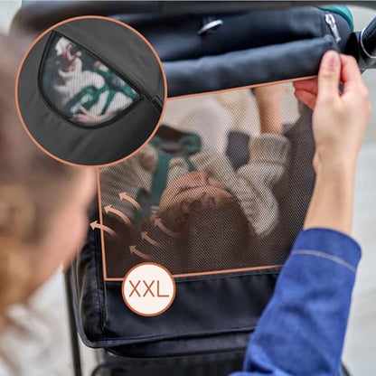 Lionelo MIRA kompaktne jalutuskäru 6–48 kuud, lamavasendiga iste, PU maastikurattad, XXL varikatus UPF50+, roosa