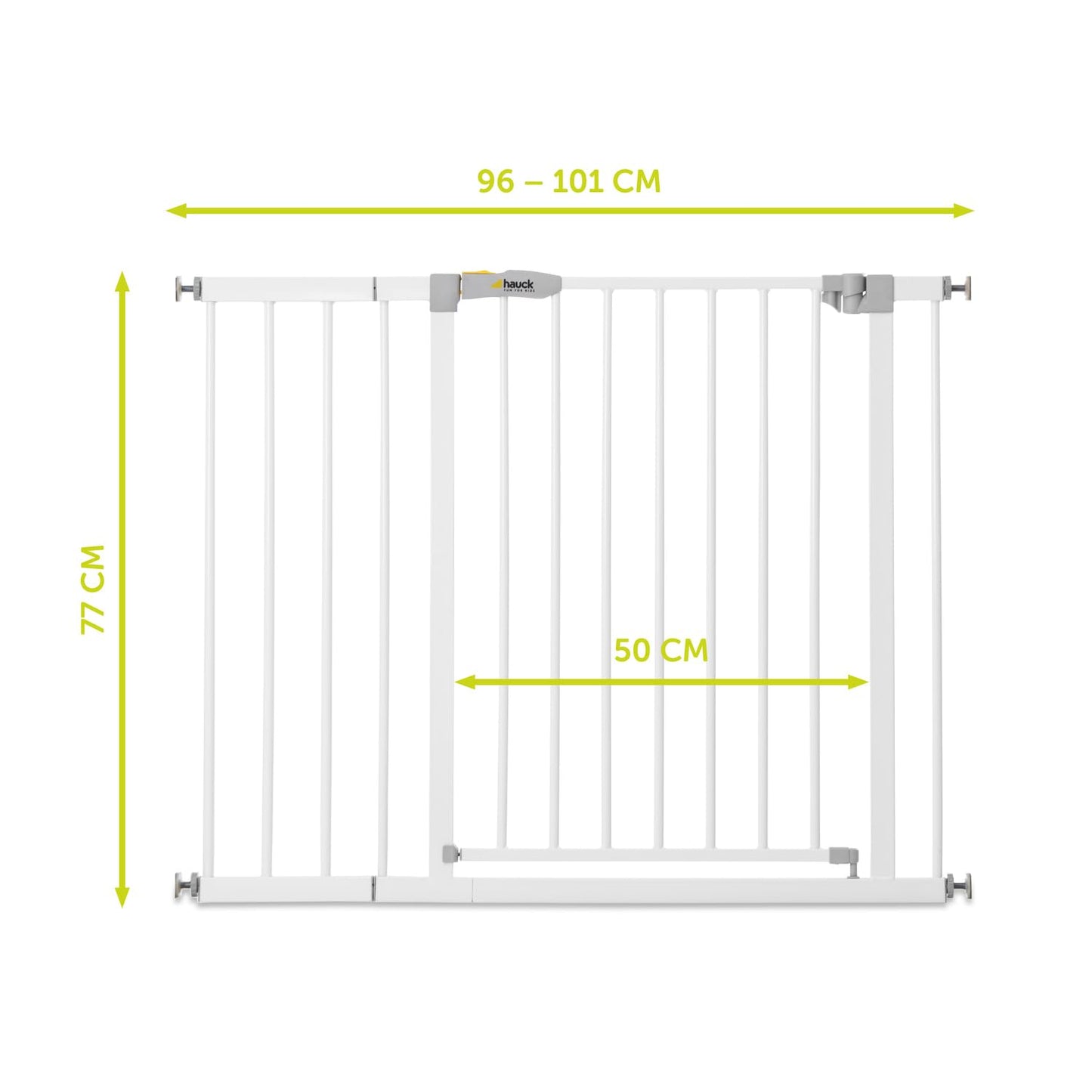 hauck Open N Stop KD survekinnitusega turvavärav 20 cm laiendusega, 96–101 cm, valge