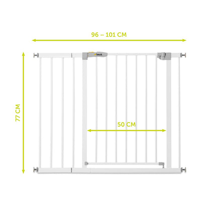 hauck Open N Stop KD survekinnitusega turvavärav 20 cm laiendusega, 96–101 cm, valge