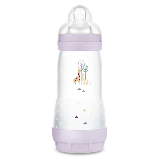MAM Easy Start koolikutevastane lutipudel 320 ml, 4+ kuud, kiire vool, lilla