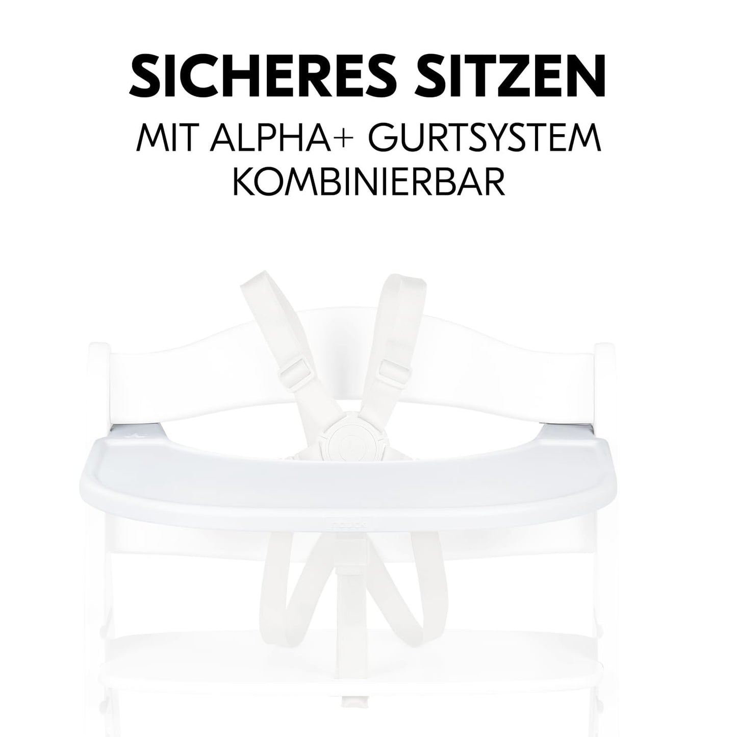 hauck Click Tray söögialus Alpha+ ja Beta+ puidust söögitoolile, valge, 6–36 kuud