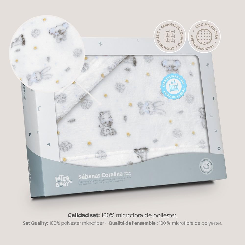 Interbaby voodipesukomplekt beebivoodile 60 x 120 cm Koala valge/sinine