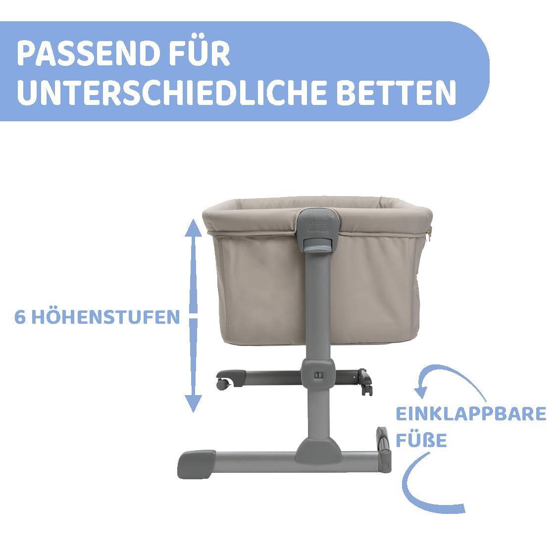 Chicco Next2Me Essential -sivusänky, 6 korkeusasentoa, beige (Dove), 0–6 kuukautta