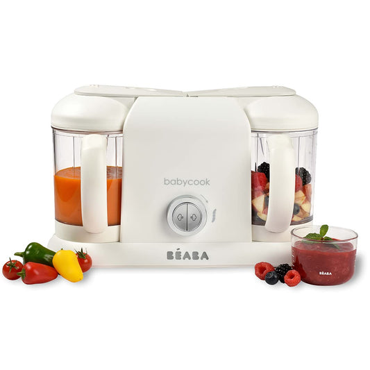 Béaba Babycook Duo 4-in-1 -vauvanruoanvalmistaja, valkoinen/hopea, 2x200 ml, 4 kk alkaen