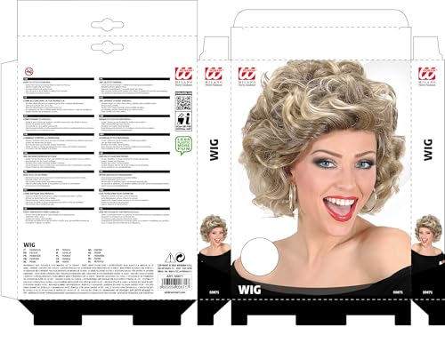 Blond lokkis parukas „Olivia“, kostüümiaksessuaar karnevaliks ja retropeoks