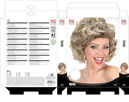 Blond lokkis parukas „Olivia“, kostüümiaksessuaar karnevaliks ja retropeoks