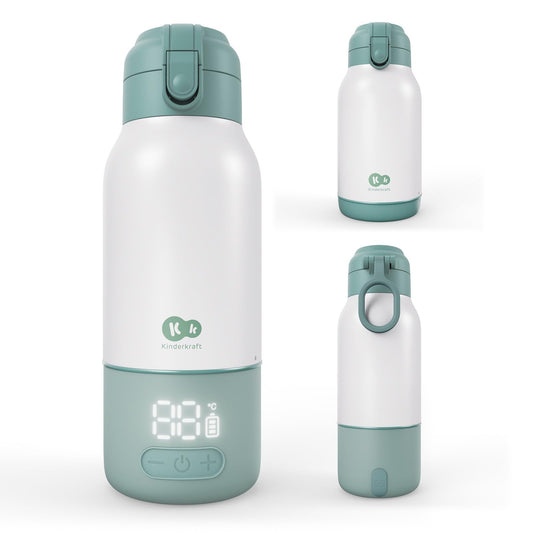 Kinderkraft GAJA -pullonlämmitin 2-in-1 termospullo 500 ml, harmaa