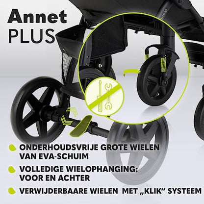 Lionelo ANNET PLUS kerge jalutuskäru, ühe käega kokkupandav, XXL varikatus UPF50+, kuni 22 kg