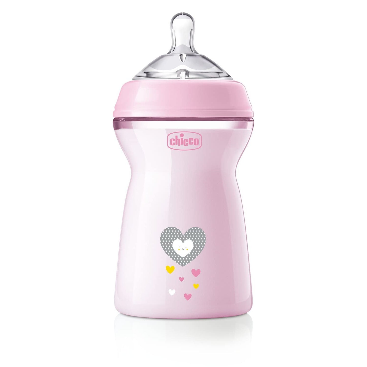 Chicco Natural Feeling lutipudel 330 ml, kiire vooluga, alates 6. elukuust, roosa