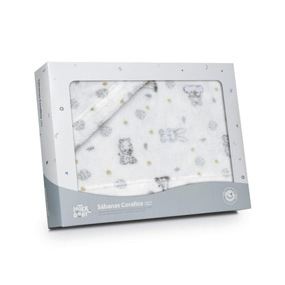 Interbaby voodipesukomplekt beebivoodile 60 x 120 cm Koala valge/sinine