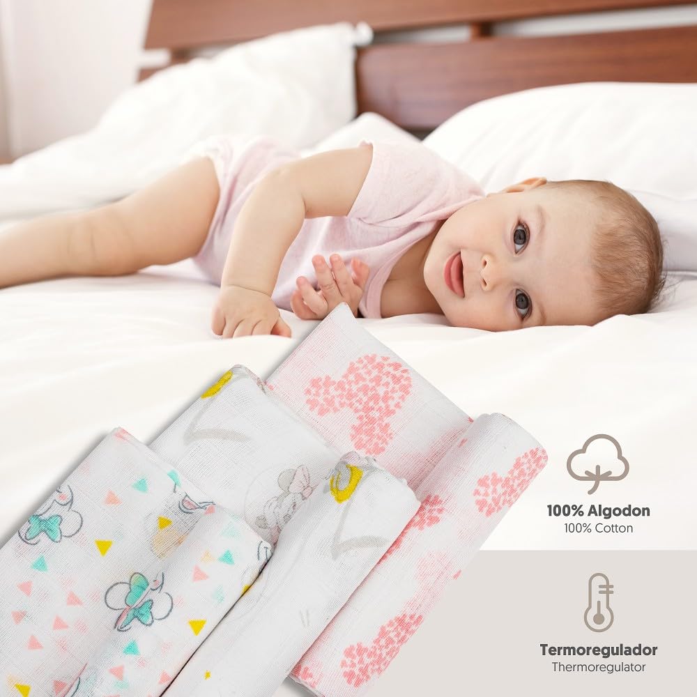 Interbaby Disney Minnie Mouse marlilappde komplekt (3 tk) 80 × 80 cm, valge
