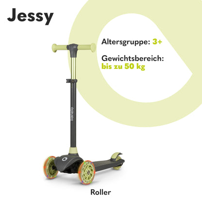 Lionelo Jessy Premium kolmerattaline laste tõukeratas LED-ratastega, roheline, 3+ aastat