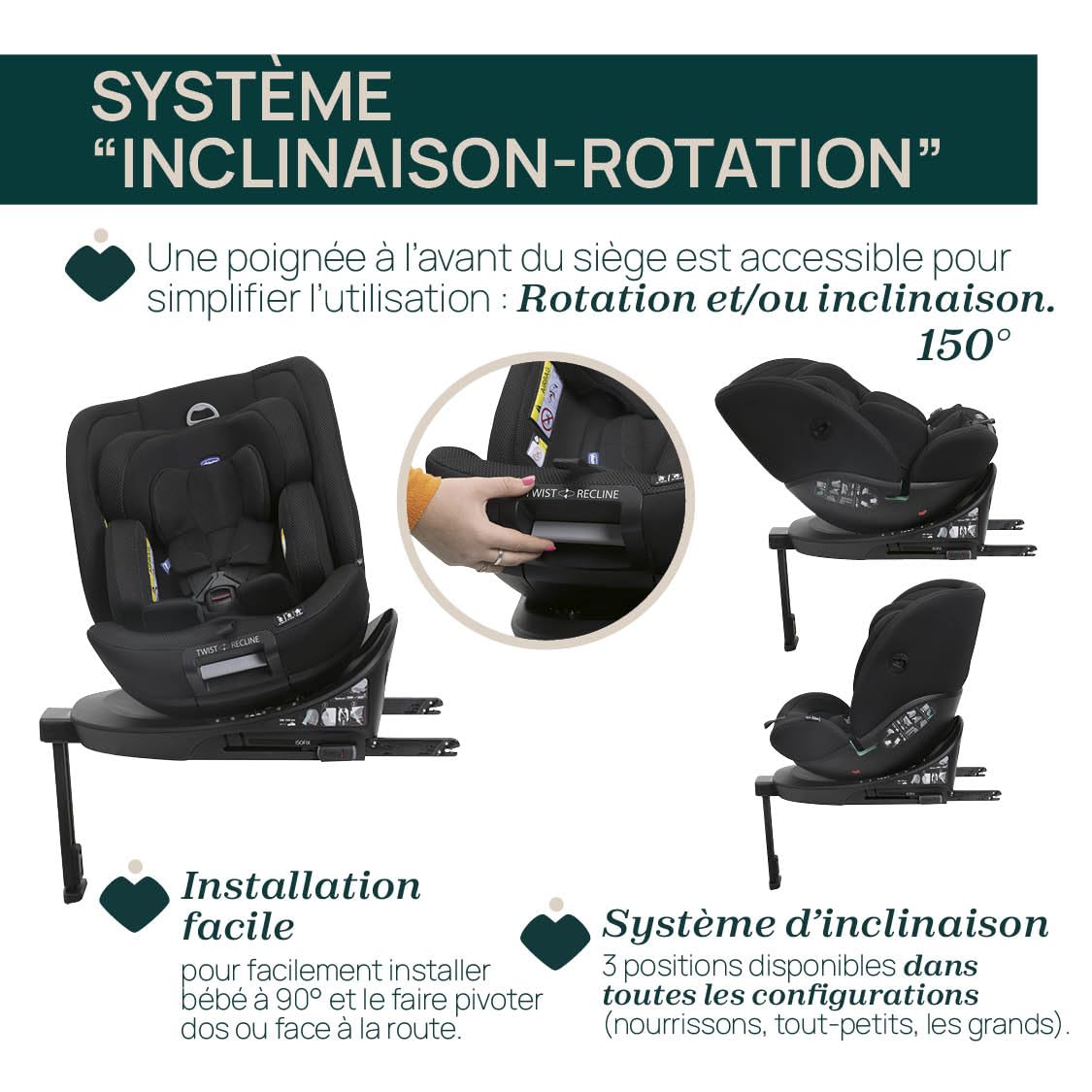 Chicco Everone i-Size turvatool ISOFIX-alusega, 0-36 kg, 40-150 cm, must