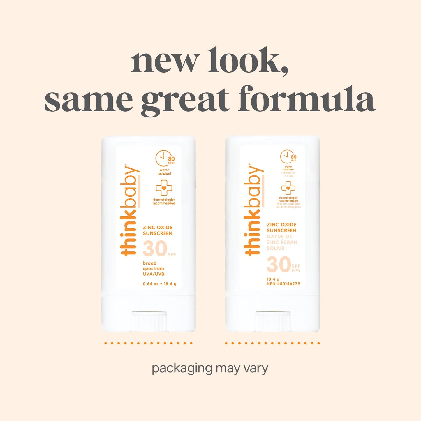 Thinkbaby mineraalne päikesekaitsepulk SPF 30, 18 g, valge/oranž