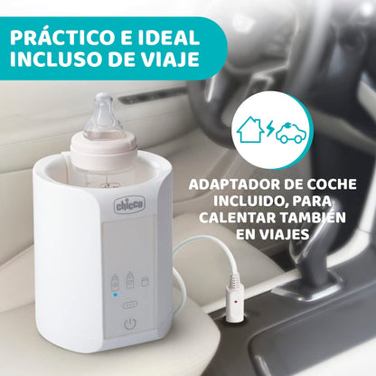 Chicco digitaalne pudelisoojendaja kodu- ja reisikasutuseks, sulatusrežiimi ja automaatse väljalülitusega, valge