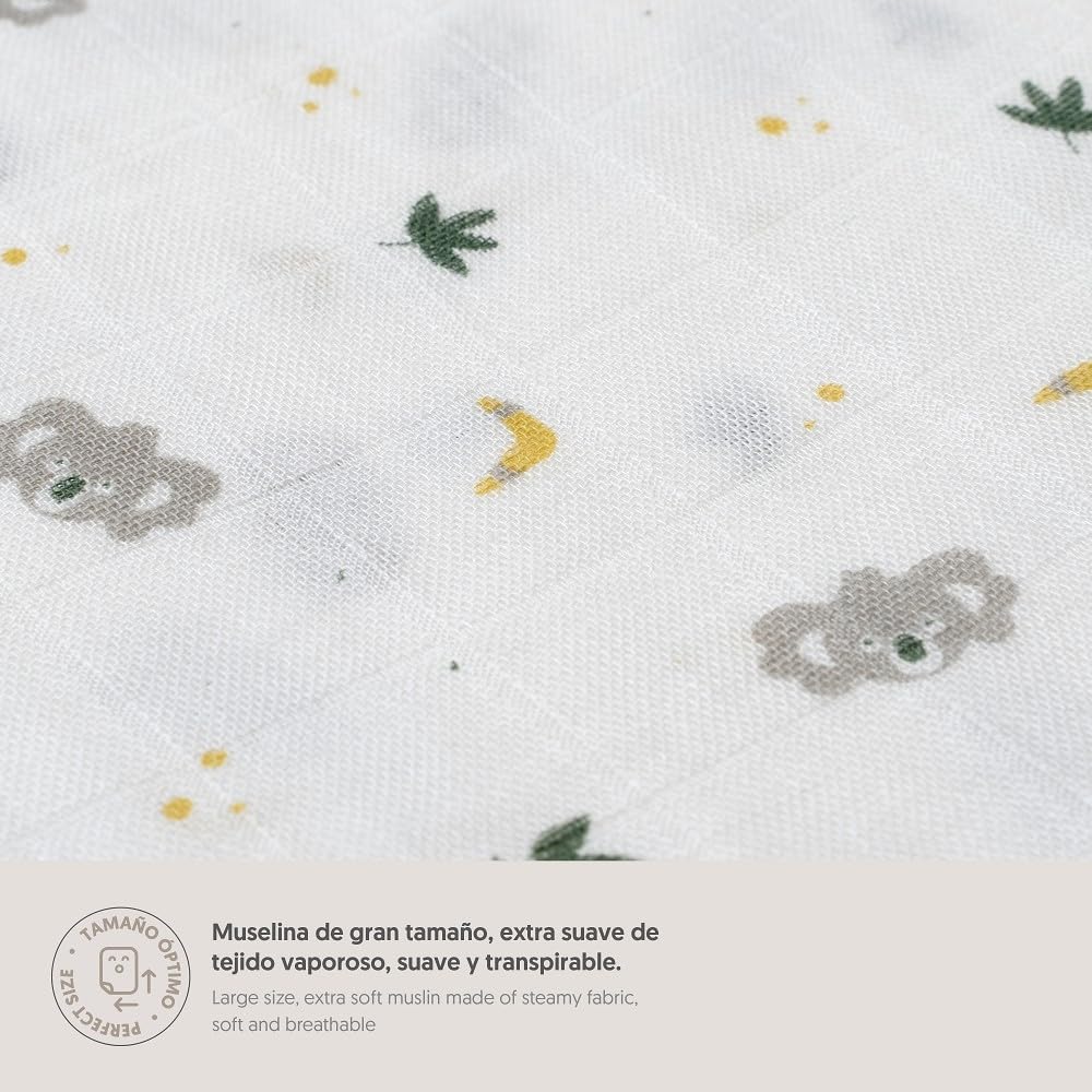 Interbaby bambusmusliinist tekk 120 × 120 cm – Koala hall