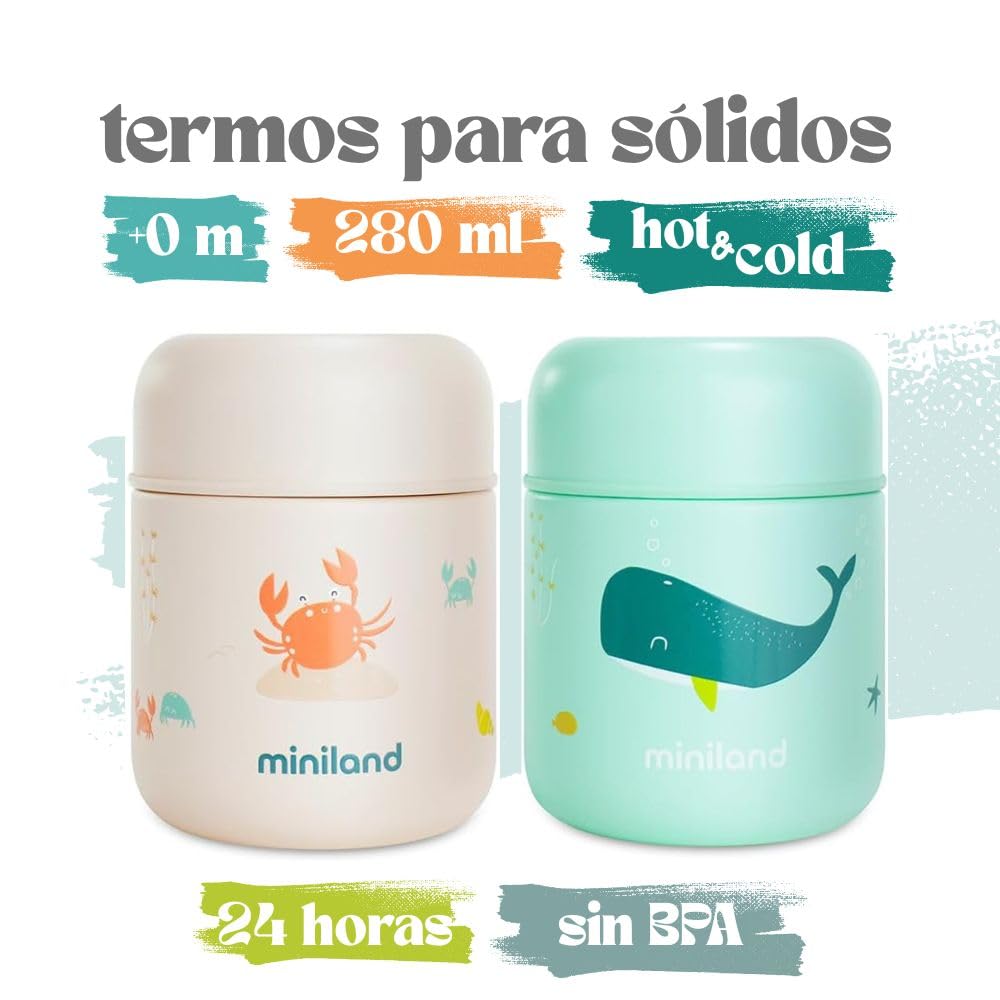 Miniland Whaley roostevabast terasest toidutermos 280 ml
