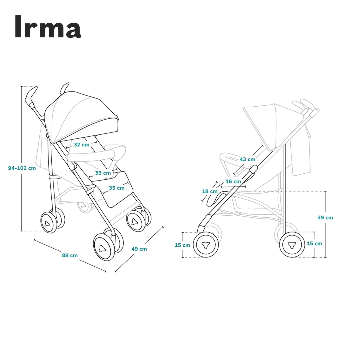 Lionelo IRMA kergkäru – 7 kg, lamavasend, 360° pööratavad käepidemed, suured rattad ja putukavõrk (Dream)