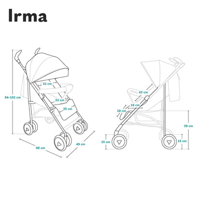 Lionelo IRMA kergkäru – 7 kg, lamavasend, 360° pööratavad käepidemed, suured rattad ja putukavõrk (Dream)