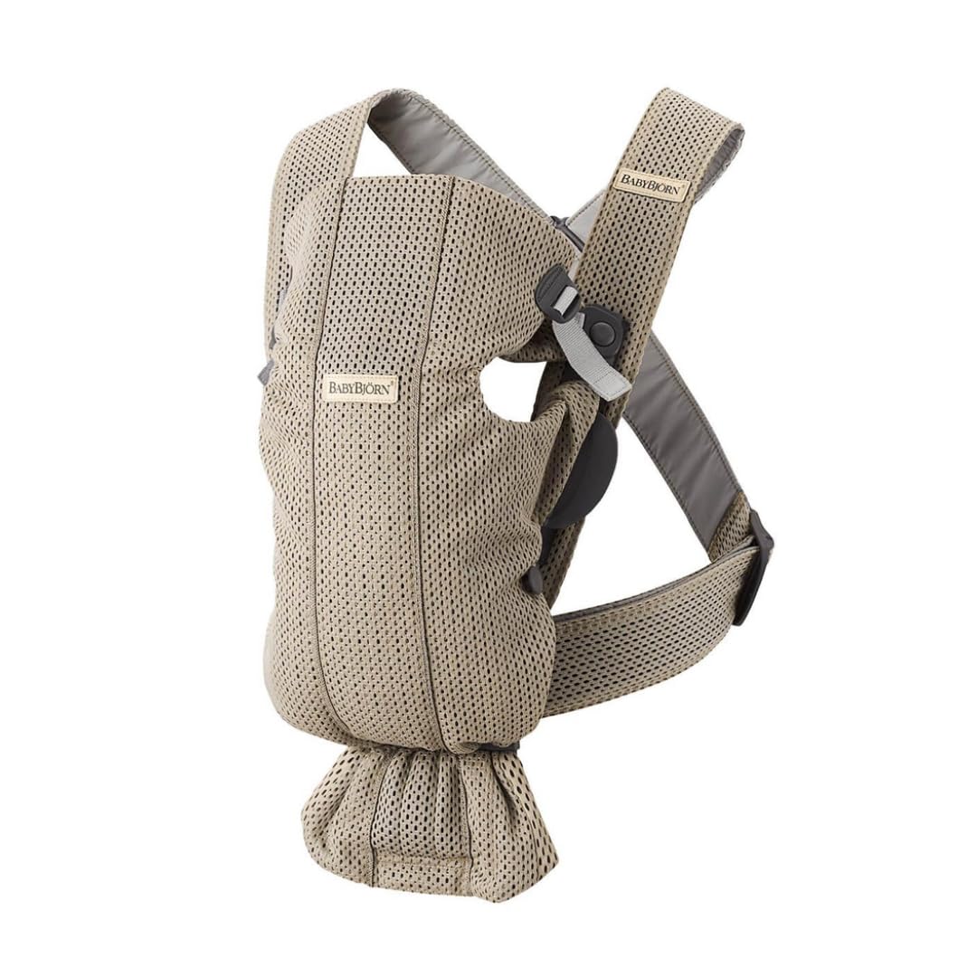 BabyBjörn Baby Carrier Mini kandekott, 3D Mesh, hall-beež