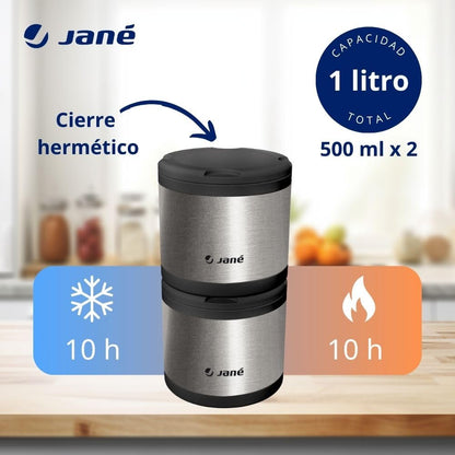 Jané roostevabast terasest termosekomplekt 2 × 500 ml, must/teras
