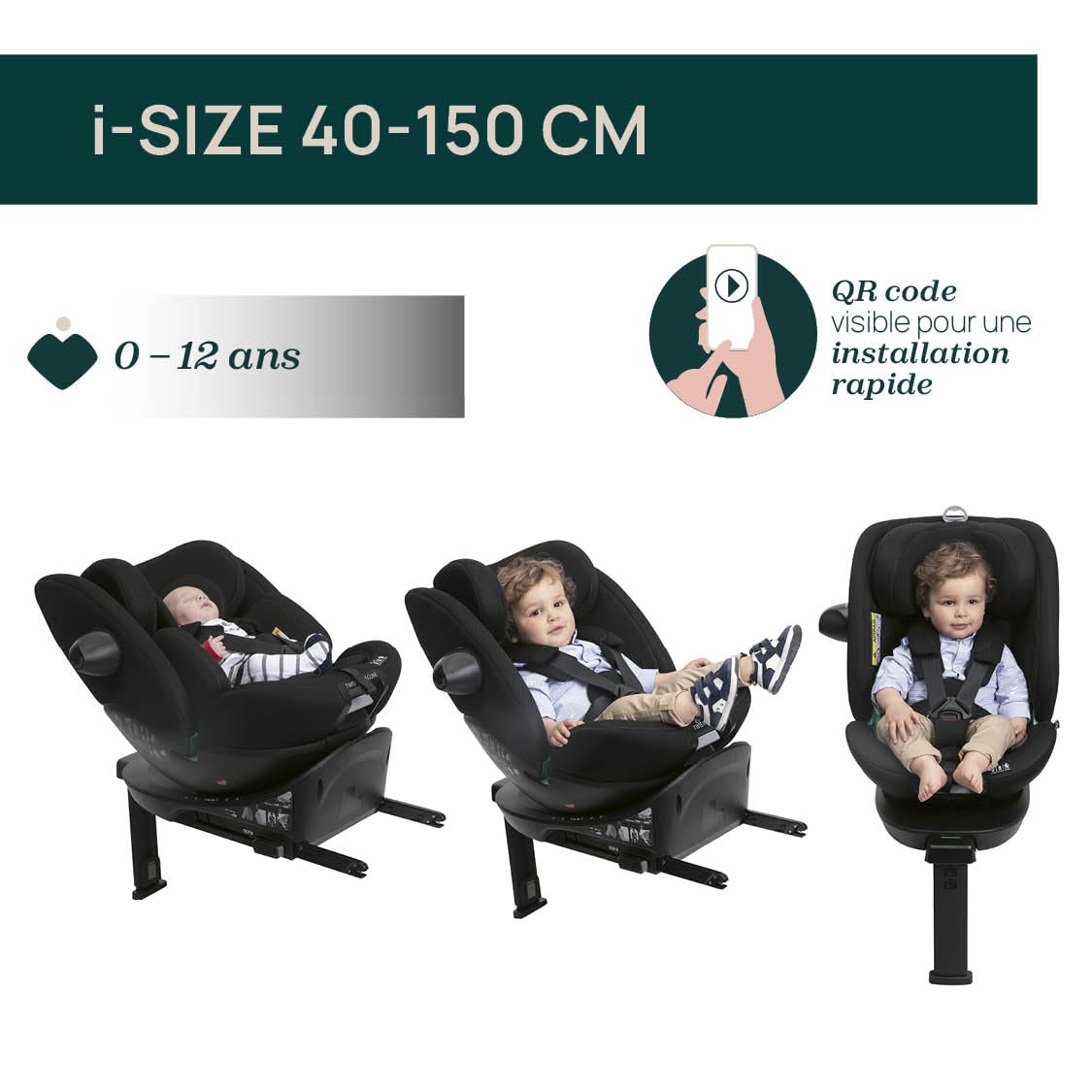 Chicco Everone i-Size turvatool ISOFIX-alusega, 0-36 kg, 40-150 cm, must