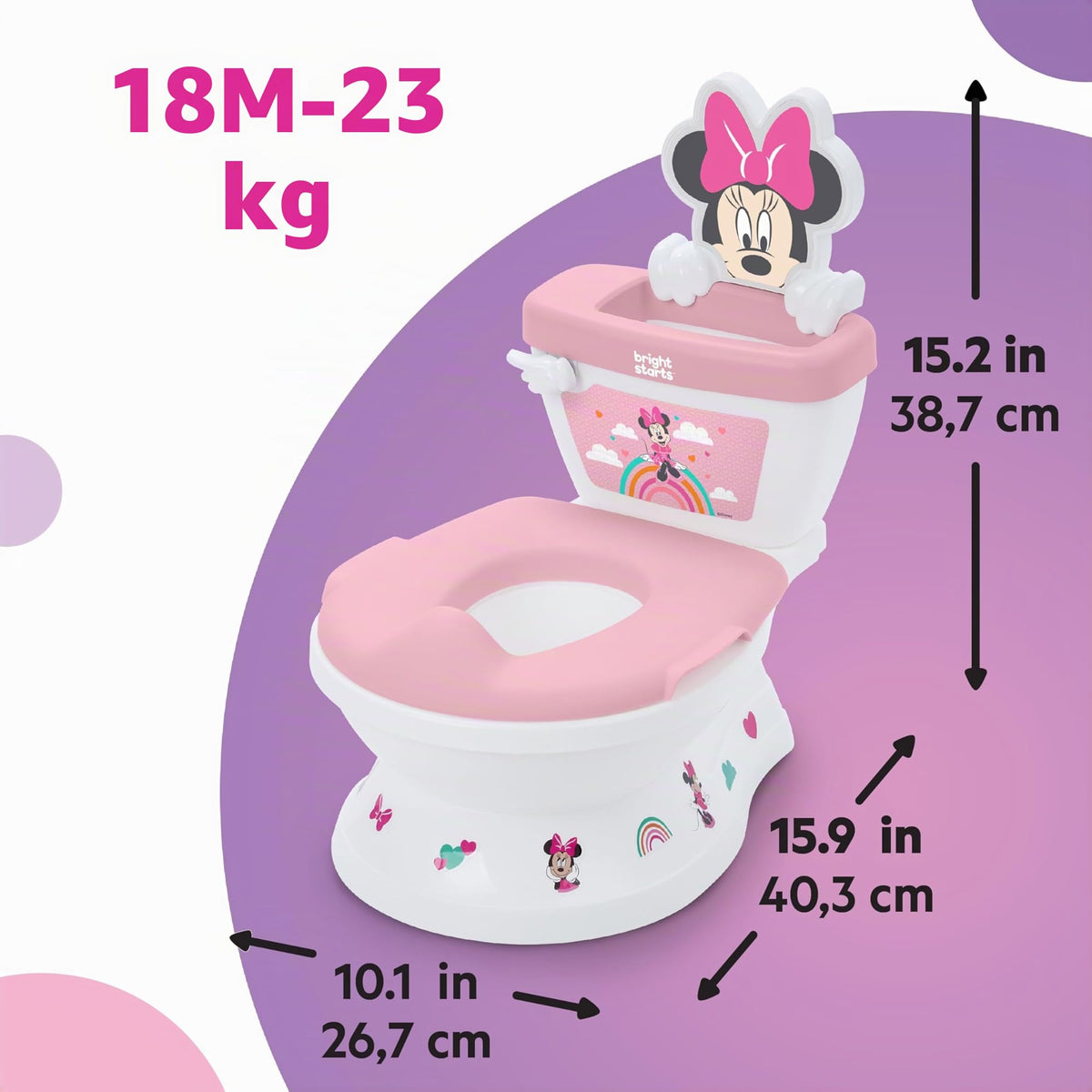 Bright Starts potiiste Minnie Mouse My Size 2-ühesüsteem, roosa, alates 18 kuust
