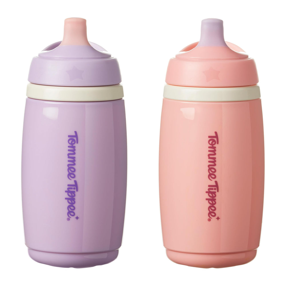 Tommee Tippee eristetty nokkamuki 266 ml, 2 kpl, vaaleanpunainen ja lila, 12+ kk