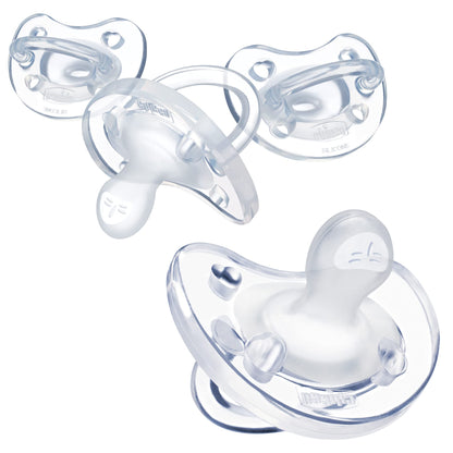 Chicco PhysioForma 100% silikoonist lutt 0–6 kuud (4 tk), läbipaistev/roheline/sinine, steriliseerimiskarbiga