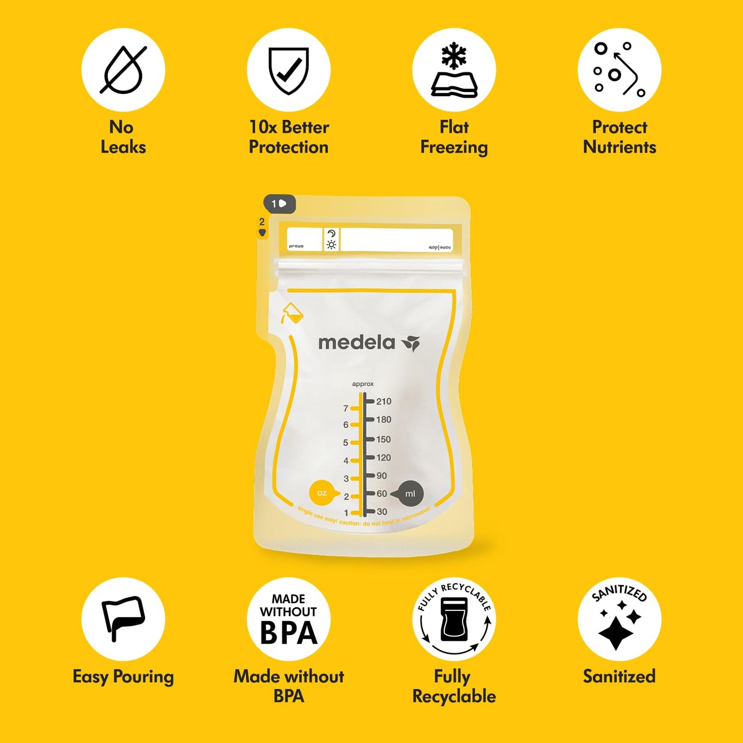 Medela Easy Pour ühekordsed rinnapiima säilituskotid, 210 ml, 100 tk