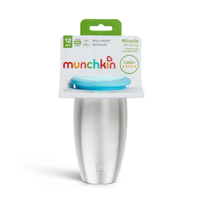 Munchkin Miracle 360° ruostumattomasta teräksestä juomamuki 296 ml, sininen, 12 kuukauden iästä alkaen