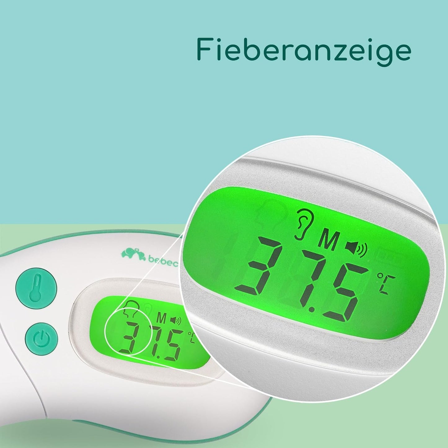 Bebeconfort Mini-Multifunktsionaalne termomeeter 4-ühes, kontaktivaba, Green, 0+ kuud