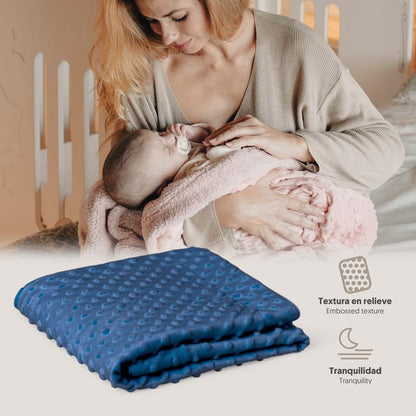 Interbaby Bubble beebitekk, tumesinine Minky, 80 × 110 cm