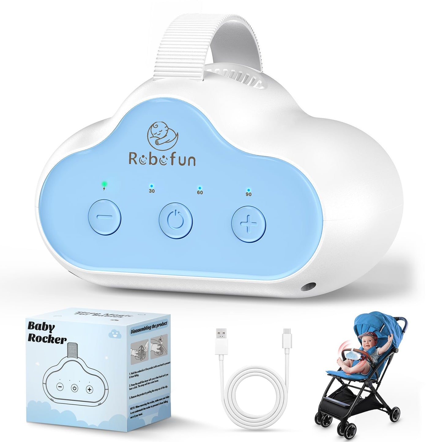 Robofun vankri kiigutaja Passeggino Rocker, valge, 0-3 a