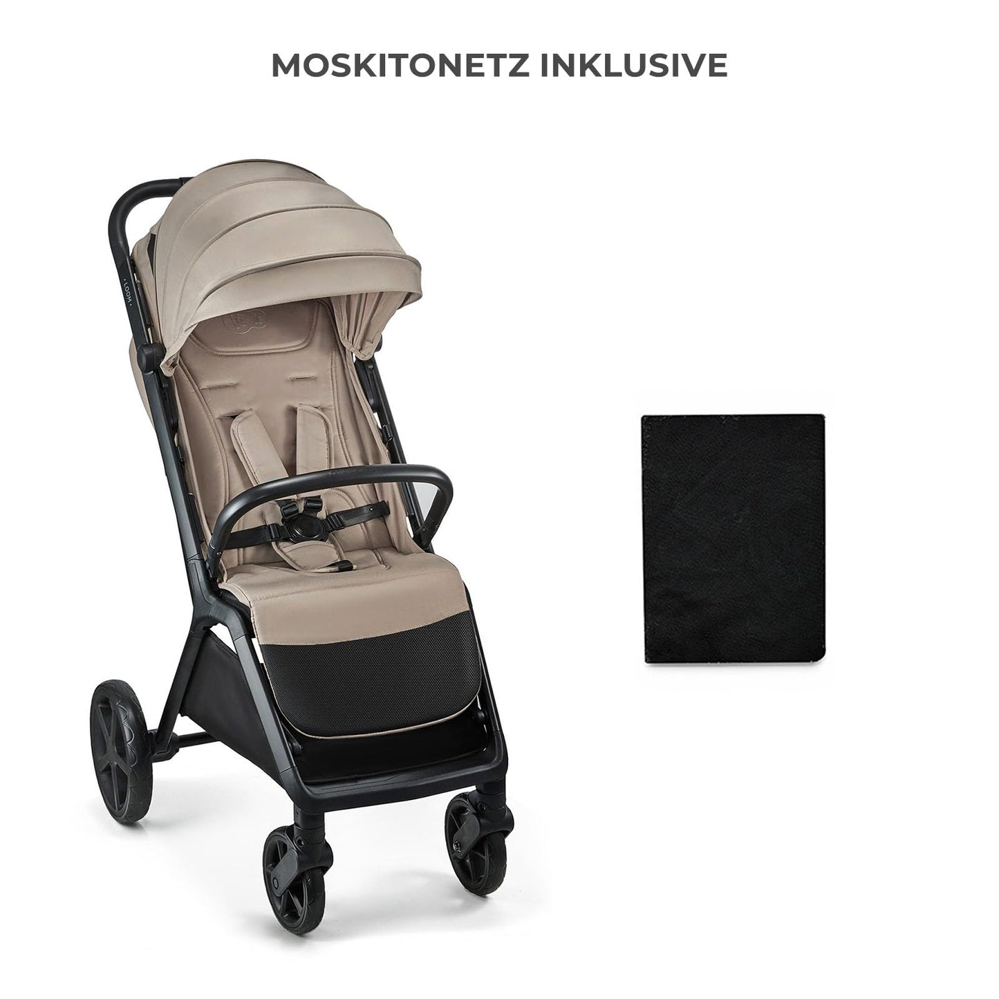 Kinderkraft LOOM kompaktne ja kerge jalutuskäru, automaatne kokkupanek, beige