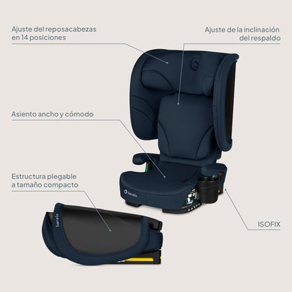Lionelo Orin i-Size turvatool 100–150 cm ISOFIX, kokkuvolditav, (tumesinine)