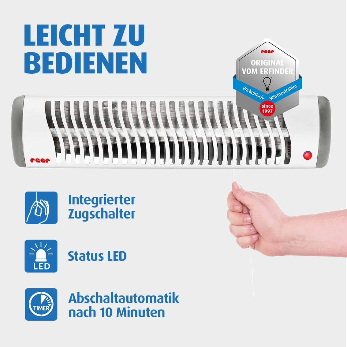 Reer EasyHeat mähkimislaua soojuskiirgur 230V/500W, valge