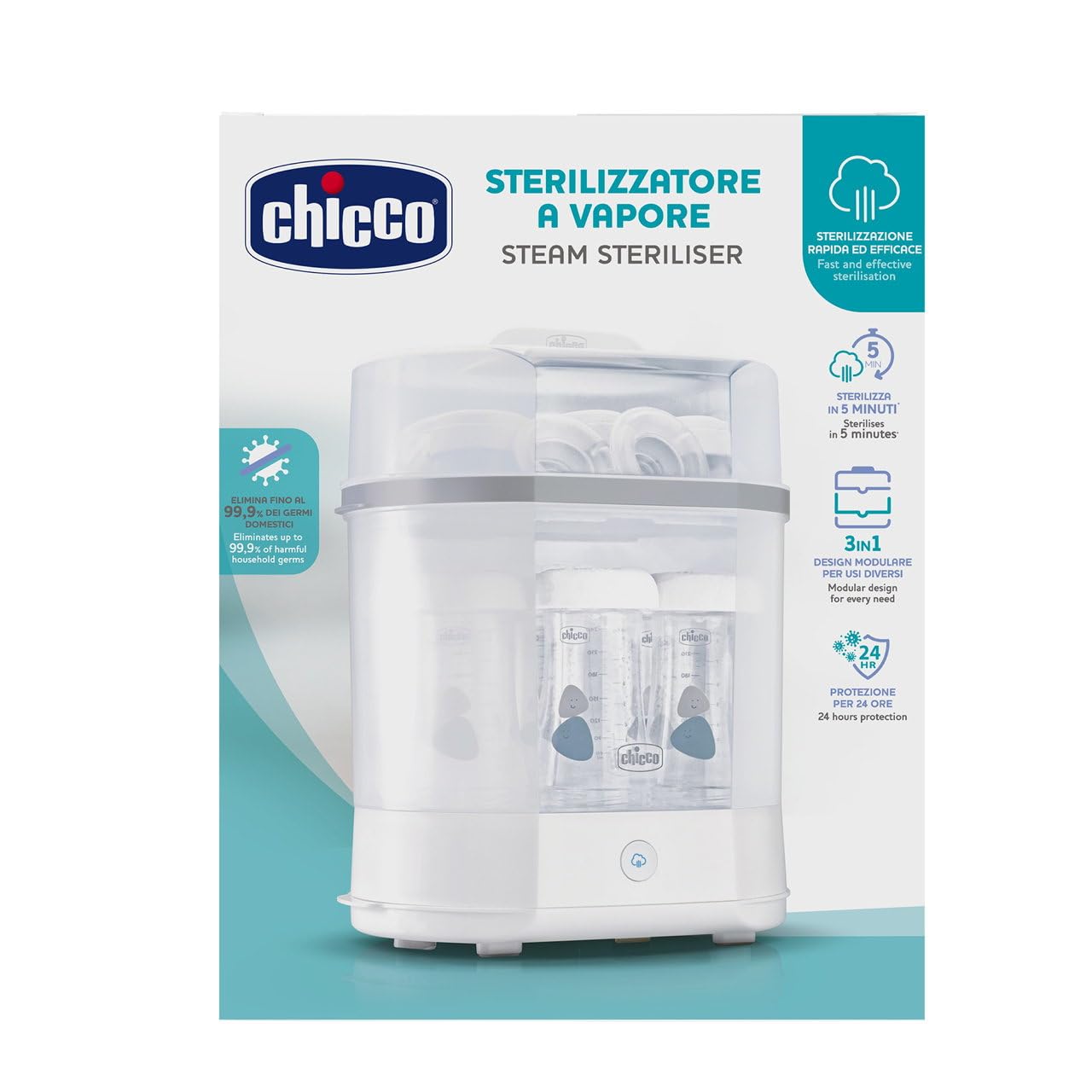 Chicco 3-ühes modulaarne pudelite aurusterilisaator