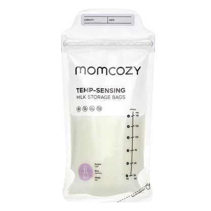 Momcozy rintamaidon säilytyspussit 120 kpl, lämpötila-anturilla, vuotamattomat, 180 ml