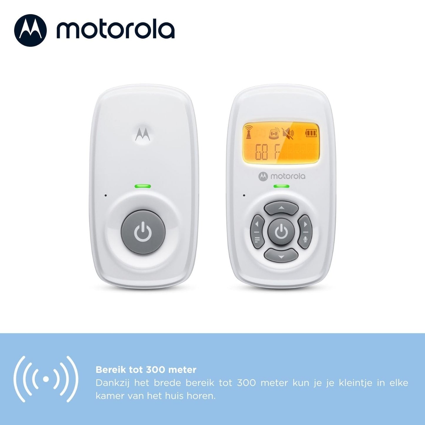 Motorola Nursery AM24 heliga beebimonitor, kahesuunaline suhtlus, DECT-tehnoloogia