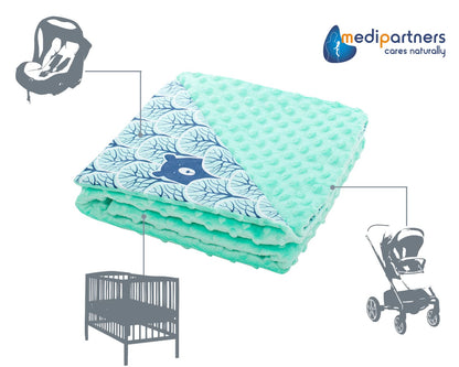 Medi Partners beebitekk 75 × 100 cm, puuvill ja pehme plüüs – Forest mint