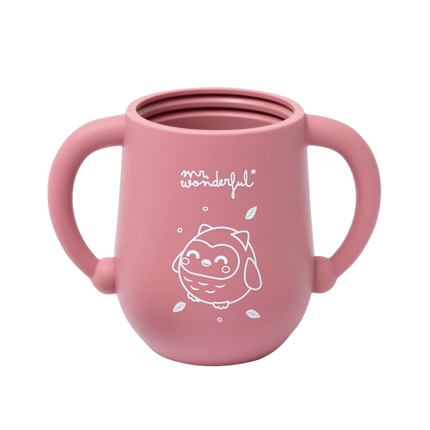 Mr. Wonderful lekkekindel silikoonist joogitops sangade ja kõrrega, roosa öökull, 100 ml