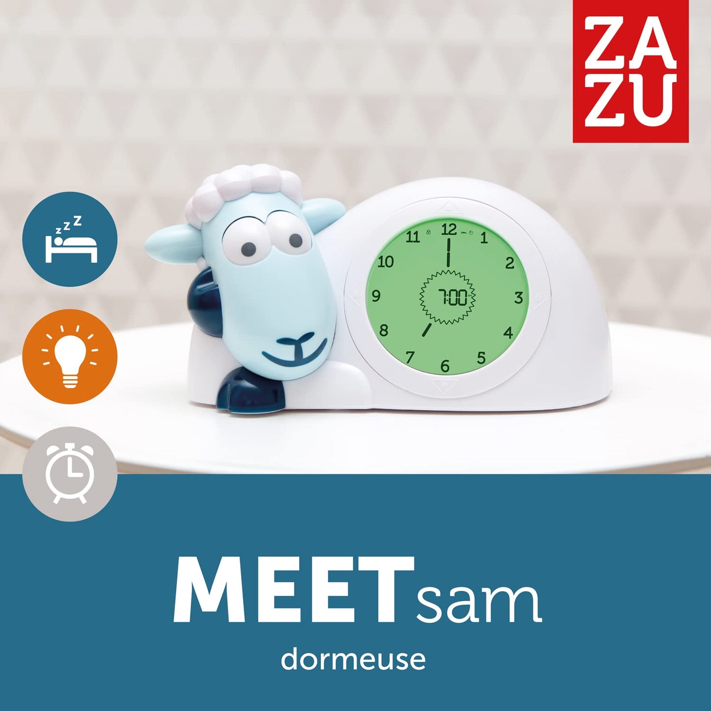 ZAZU Sam the Lamb unetreener ja äratuskell lastele, sinine