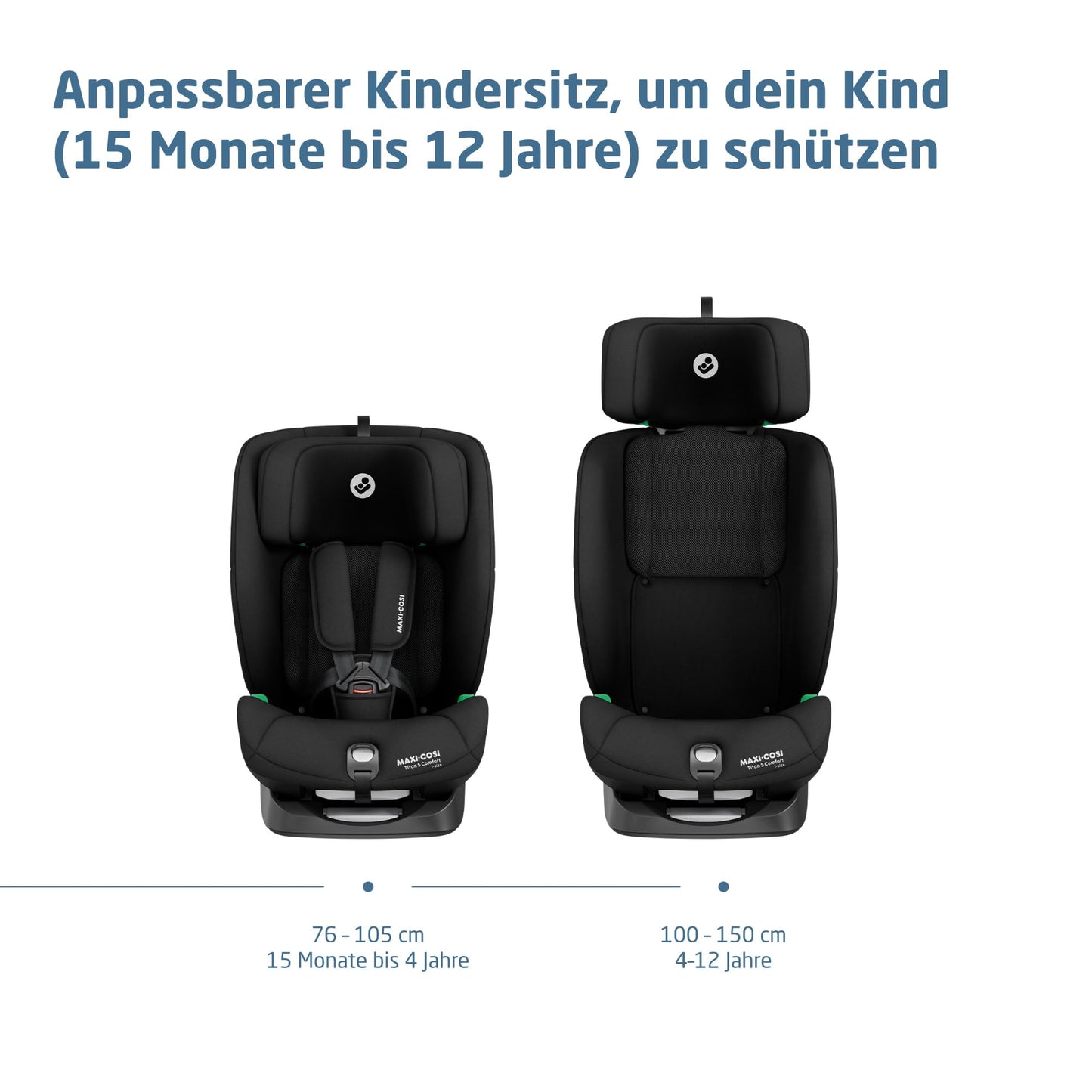 Maxi-Cosi Titan S Comfort i-Size turvatool Authentic Black, 15 kuud–12 aastat, ISOFIX