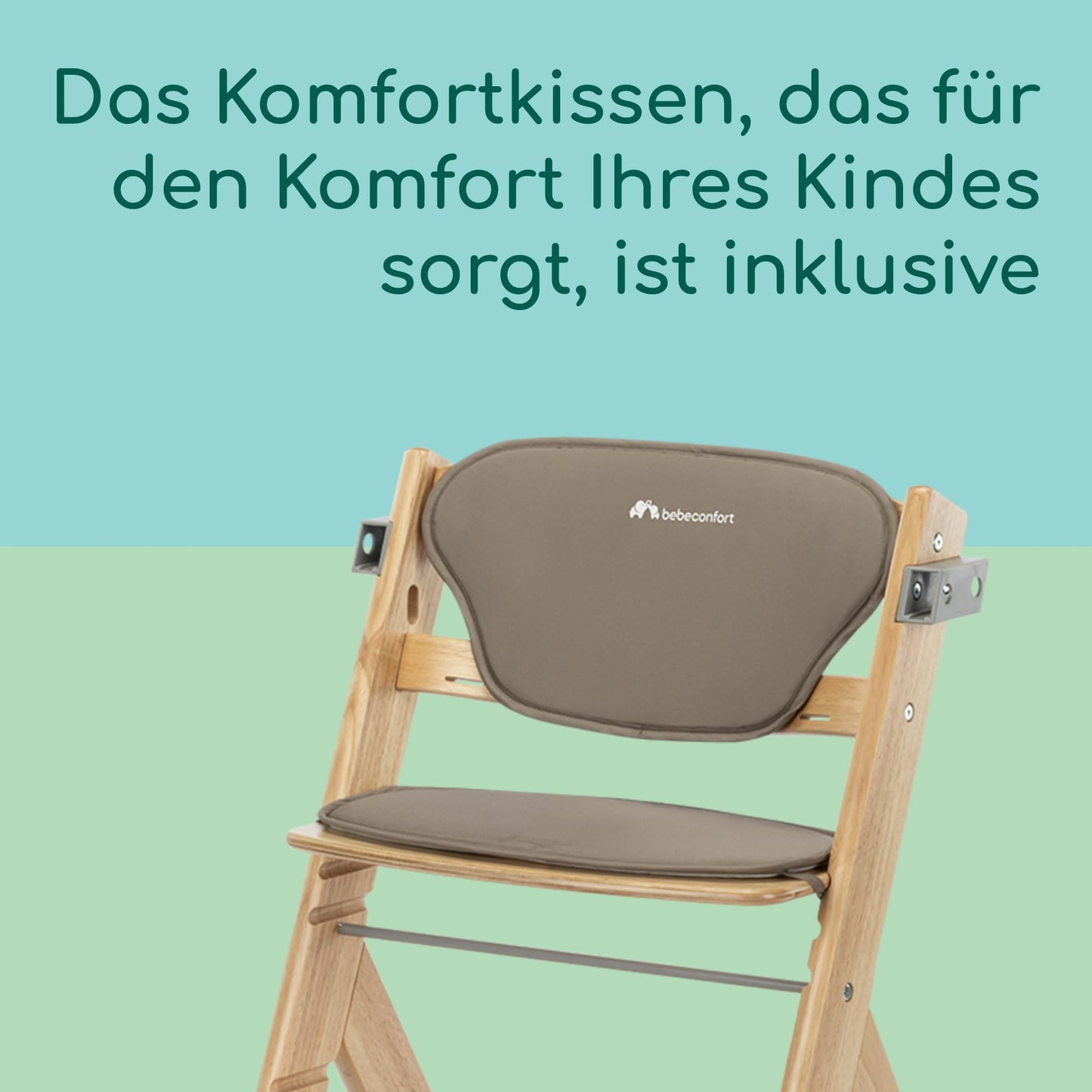 Bebeconfort Timba 2 kasvav puidust söögitool padjaga, 6 kuud kuni 110 kg, Natural Wood + Beige