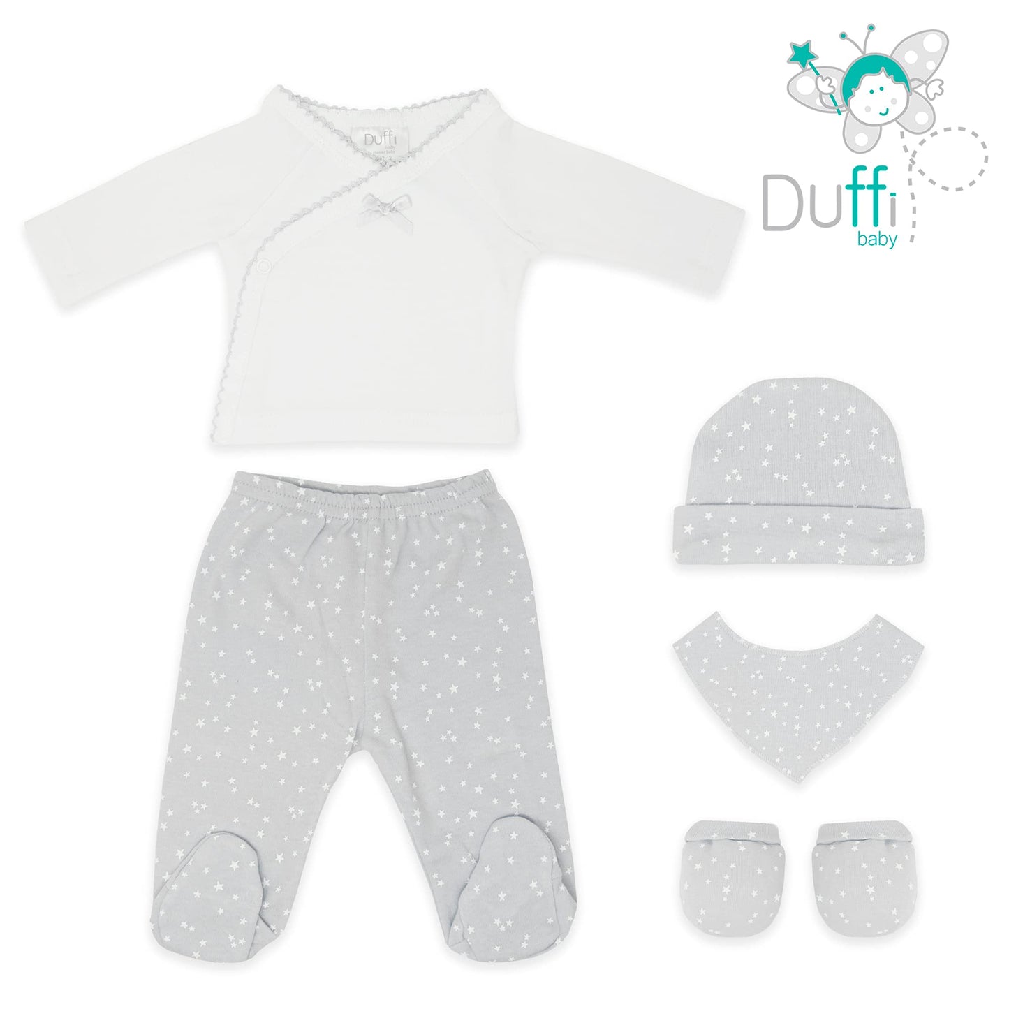 Duffi Baby beebiriiete komplekt Primera Puesta 5-osaline, hall, 0-6 kuud, mudel 0967-11