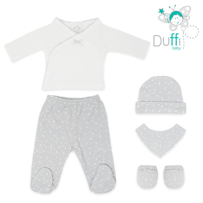 Duffi Baby beebiriiete komplekt Primera Puesta 5-osaline, hall, 0-6 kuud, mudel 0967-11