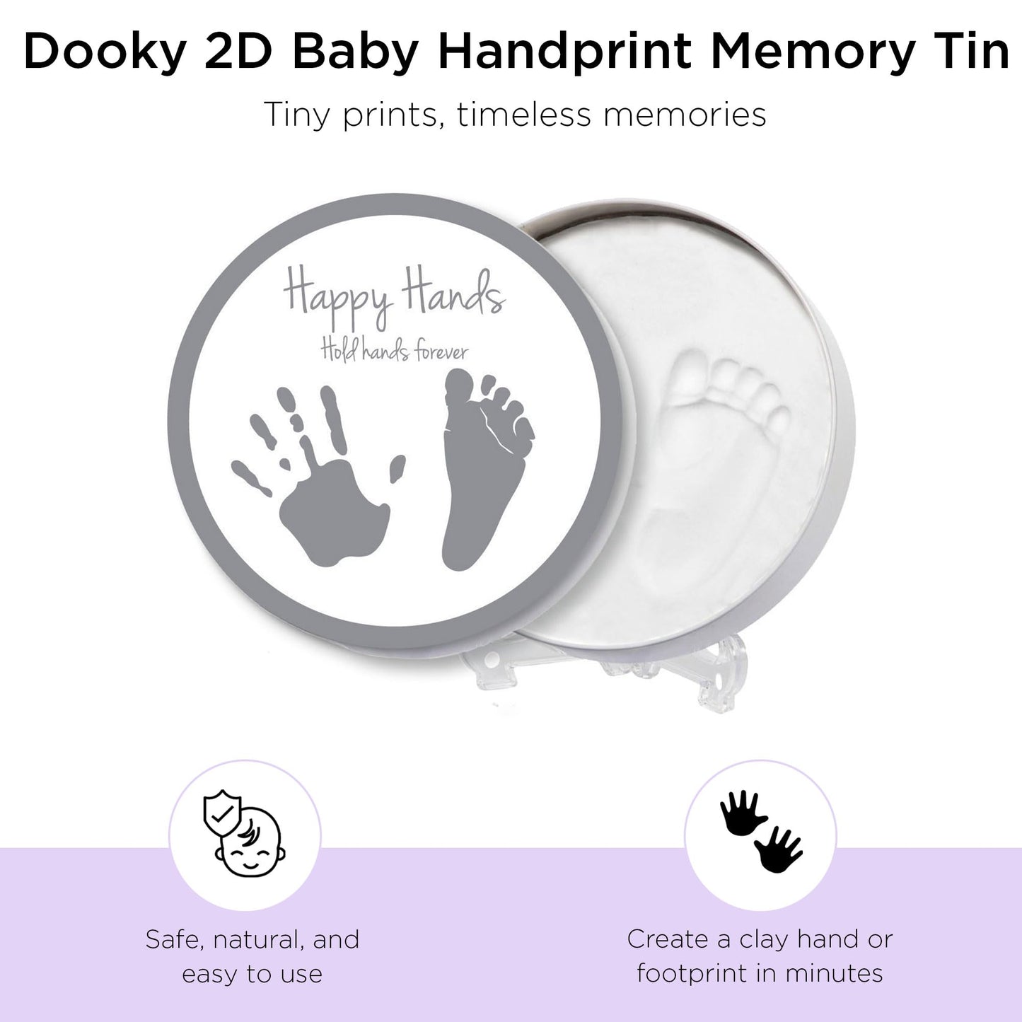 Dooky Happy Hands 2D käe- või jalajälje komplekt beebile, valge, 16,5 cm
