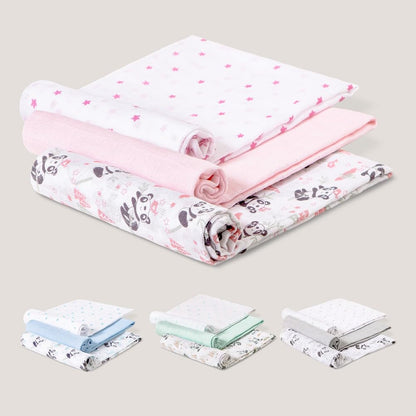 Interbaby puuvillaiset harsopyyhkeet 80 × 80 cm, 3 kpl, vaaleanpunainen, malli 98971-02
