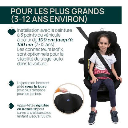 Chicco Everone i-Size turvatool ISOFIX-alusega, 0-36 kg, 40-150 cm, must